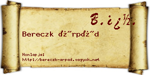 Bereczk Árpád névjegykártya